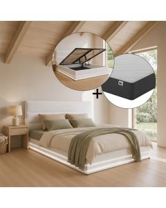 Tweepersoonsbed Nitas met matras - 180 x 200 cm - Wit

