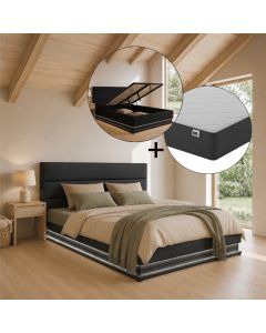 Tweepersoonsbed Nitas met matras - 180 x 200 cm - Zwart
