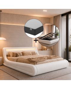 Tweepersoonsbed Rodas met matras - 160 x 200 cm - Wit