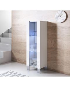 Vitrinekast model Luke V2 met aluminium poten (40x138cm) - Wit
