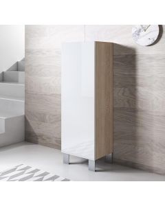 Vitrinekast model Luke V1 met Aluminium poten (40x138cm) - Sonoma en Wit