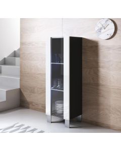Vitrinekast model Luke V2 met aluminium poten (40x138cm) - Zwart en Wit