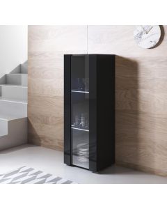 Vitrinekast model Luke V2 met standaard poten (40x128cm) - Zwart