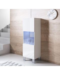 Vitrinekast model Luke V3 met aluminium poten (40x138cm) - Wit