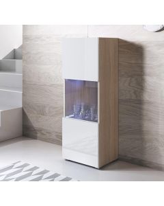 Vitrinekast model Luke V3 met standaard poten (40x128cm) - Sonoma en Wit