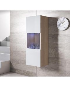 Vitrinekast model Luke V3 (40x126cm) - Sonoma en Wit