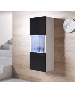 Vitrinekast model Luke V3 (40x126cm) - Wit en Zwart