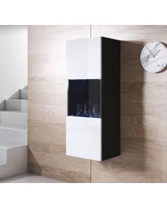 Vitrinekast model Luke V3 (40x126cm) - Zwart en Wit