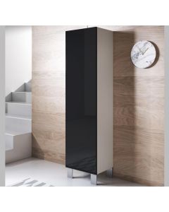 Vitrinekast model Luke V4 met aluminium poten (40x177cm) - Wit en Zwart