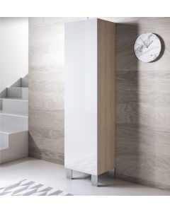 Vitrinekast model Luke V4 met aluminium poten (40x177cm) - Sonoma en Wit