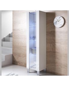 Vitrinekast model Luke V5 met aluminium poten (40x177cm) - Wit