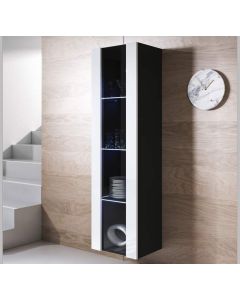 Vitrinekast model Luke V5 (40x165cm) - Zwart en Wit