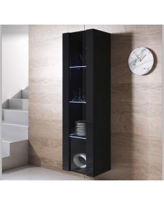 Vitrinekast model Luke V5 (40x165cm) - Zwart