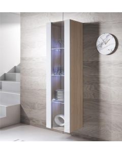 Vitrinekast model Luke V5 (40x165cm) - Sonoma en Wit