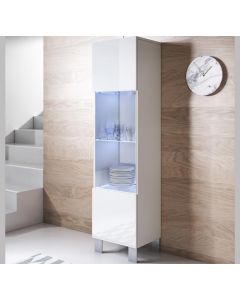 Vitrinekast model Luke V6 met aluminium poten (40x177cm) - Wit