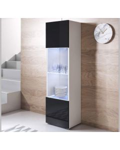 Vitrinekast model Luke V6 met standaard poten (40x167cm) - Wit en Zwart