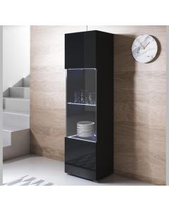 Vitrinekast model Luke V6 met standaard poten (40x167cm) - Zwart