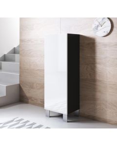 Vitrinekast model Luke V1 met Aluminium poten (40x138cm) - Zwart en Wit