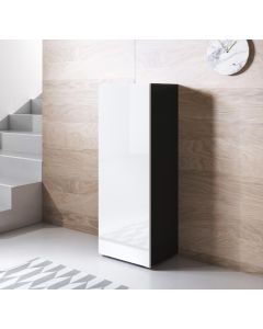 Vitrinekast model Luke V1 met standaard poten (40x128cm) - Zwart en Wit