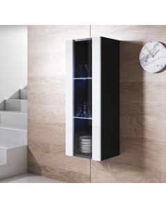 Vitrinekast model Luke V2 (40x126cm) - Zwart en Wit