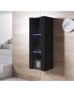 Vitrinekast model Luke V2 (40x126cm) - Zwart