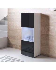 Vitrinekast model Luke V3 met standaard poten (40x128cm) - Wit en Zwart