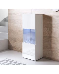 Vitrinekast model Luke V3 met standaard poten (40x128cm) - Wit