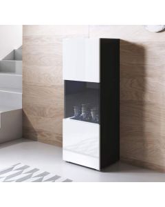 Vitrinekast model Luke V3 met standaard poten (40x128cm) - Zwart en Wit