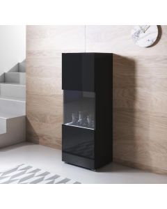 Vitrinekast model Luke V3 met standaard poten (40x128cm) - Zwart