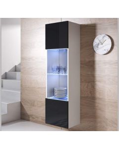 Vitrinekast model Luke V6 (40x165cm) - Wit en Zwart