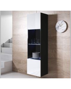 Vitrinekast model Luke V6 (40x165cm) - Zwart en Wit