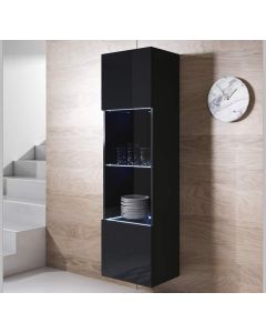 Vitrinekast model Luke V6 (40x165cm) - Zwart