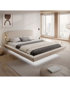 Zwevend tweepersoonsbed Diana in beige (160x200 cm)