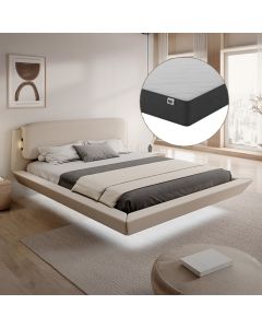 Zwevend tweepersoonsbed Diana met matras in beige (180x200 cm)