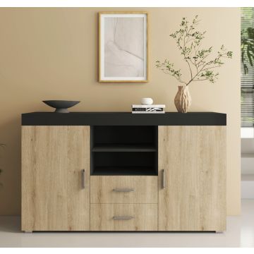 Dressoir model Roque - Zwart en Sonoma