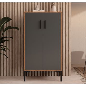 Opbergkast kleur Walnoot Ambar en Grijs 110,5 cm Lander L17