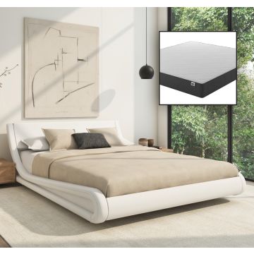 Tweepersoonsbed Alessia met matras - 135 x 190 cm - Wit