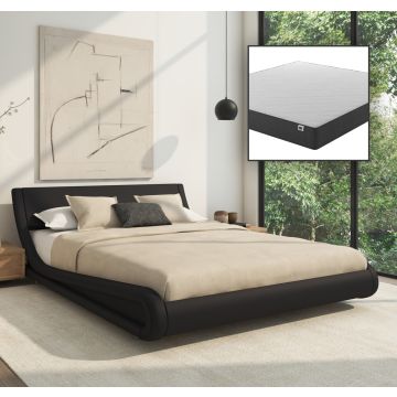 Tweepersoonsbed Alessia met matras - 140 x 190 cm - Zwart