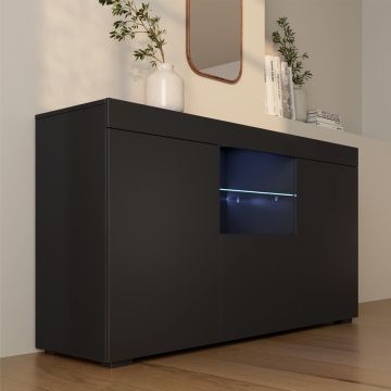Dressoir model Natolia - mat zwart 150 x 83 cm.