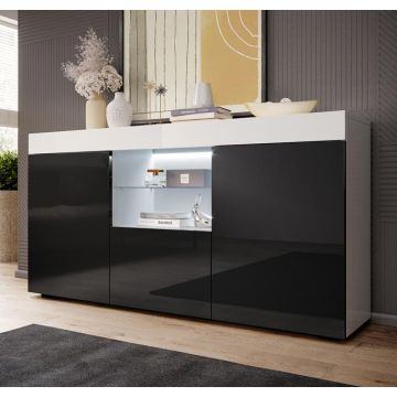 dressoir-sefora-2-wit-zwart-glanzend