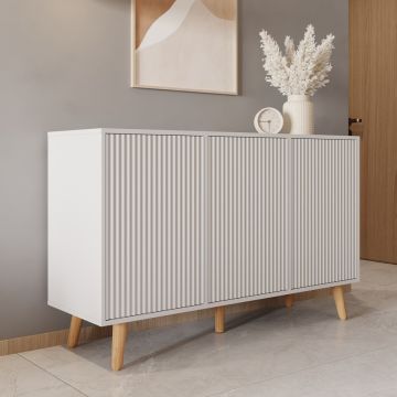 Dressoir kleur Wit 120 cm met geribbelde deuren Renzo