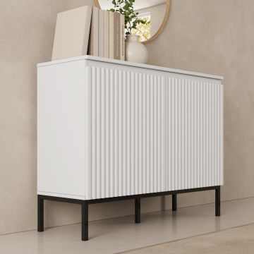 Geribbeld dressoir model Logan 2 deuren kleur Wit