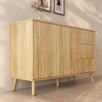 Geribbeld Dressoir Renzo L met 2 Deur en Laden - Alba-eik
