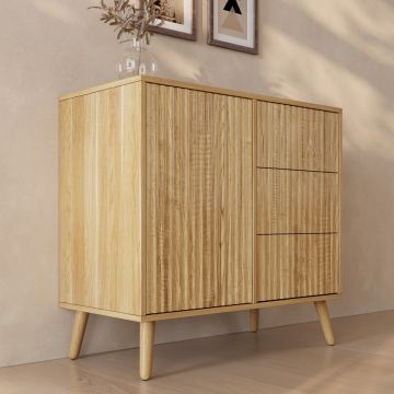 Geribbeld Dressoir Renzo M met 1 Deur en Laden - Alba-eik