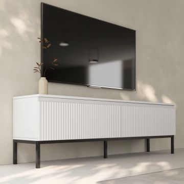 Geribbeld tv-dressoir model Logan kleur Wit