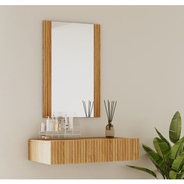 Kaptafel kleur Eiken Alba geribbeld met lade en spiegel Velia
