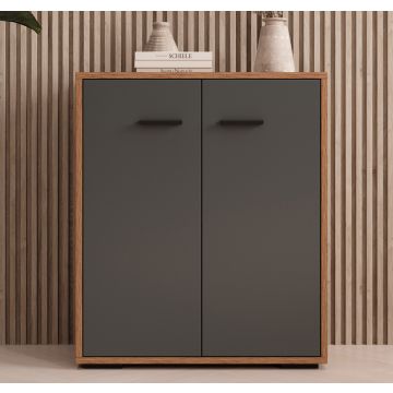 Opbergkast kleur Walnoot Ambar en Grijs 71 cm Lander L2