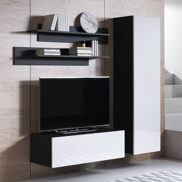 Meubelcombinatie Luke 1D (1,6m) - Zwart en Wit