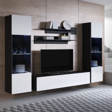 Meubelcombinatie Luke 9D (2,6m) - Zwart en Wit