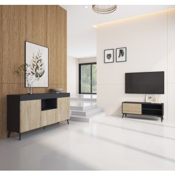 meubelset-kai-dressoir-en-tv-meubel-zwart-en-sonoma-mat